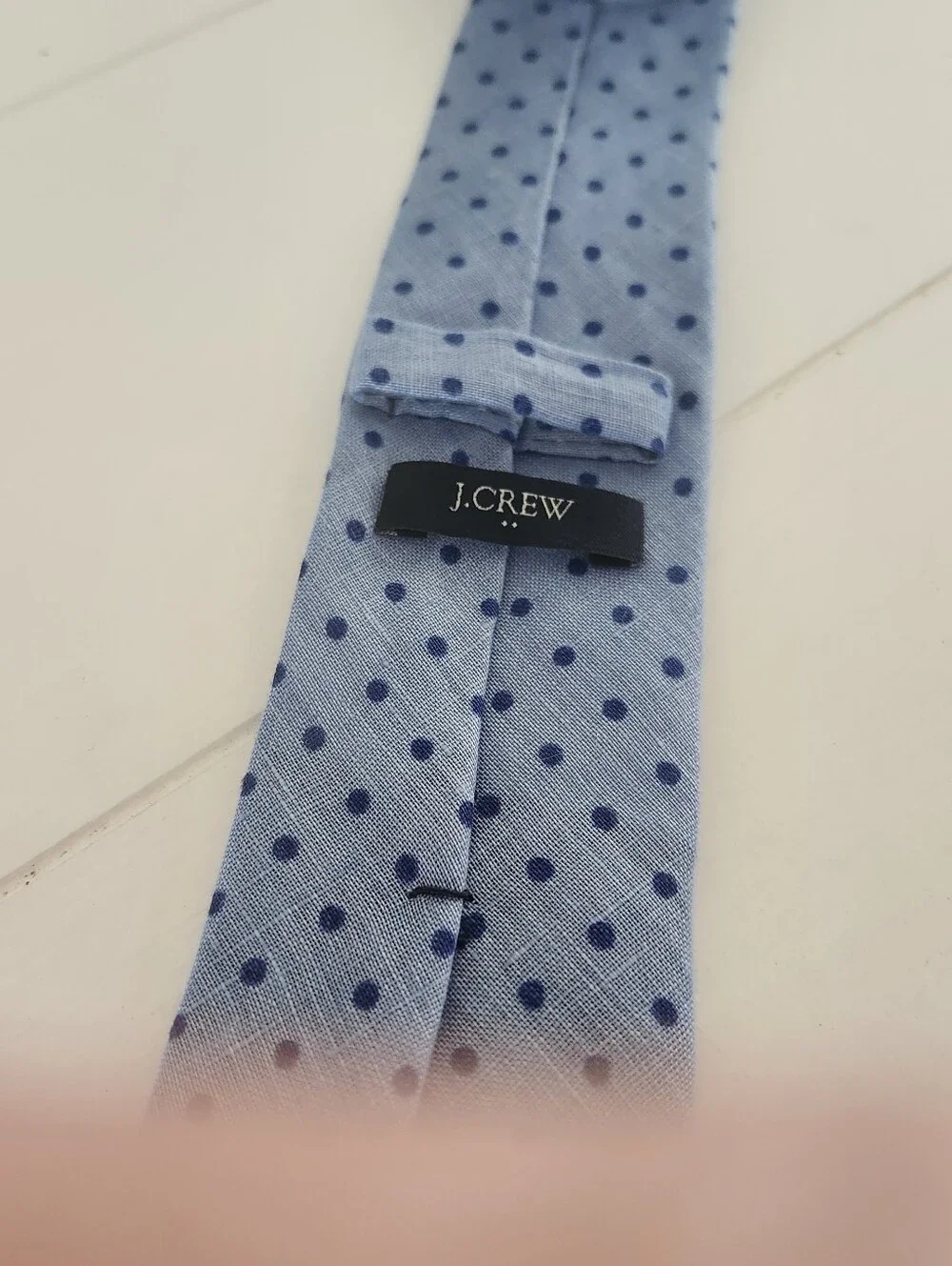 J. Crew Light Blue Tie with Navy Polka Dots